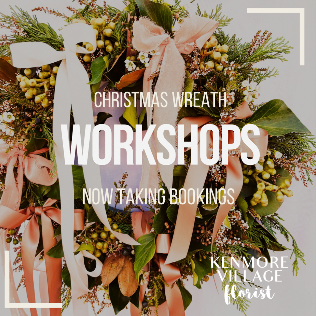 Advertisement for Christmas wreath workshops, Kenmore Village Florist, Brisbane. Brisbane Florist. 
