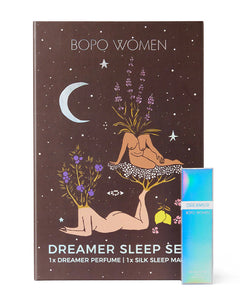 BOPO WOMEN Dreamer Sleep Set packaging with illustration and perfume bottle on a white background