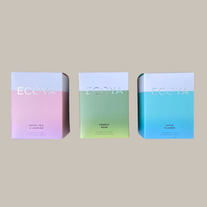 Ecoya Madison soy candles in pastel pink, green, and blue packaging. Kenmore Village Florist. Brisbane gifts.