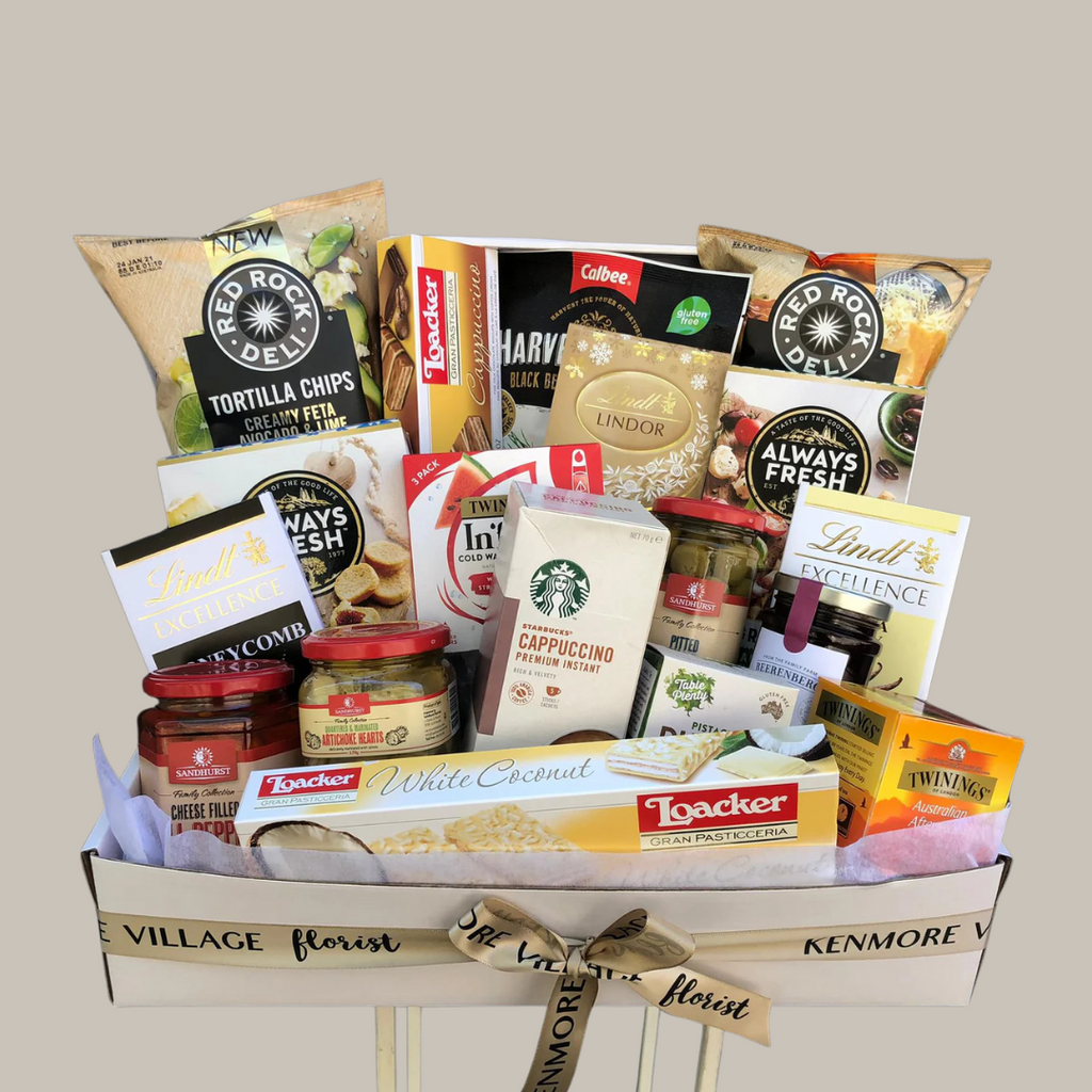 Gift hamper savoury or sweet. Brisbane Florist. Same day delivery available. Kenmore Village Florist.