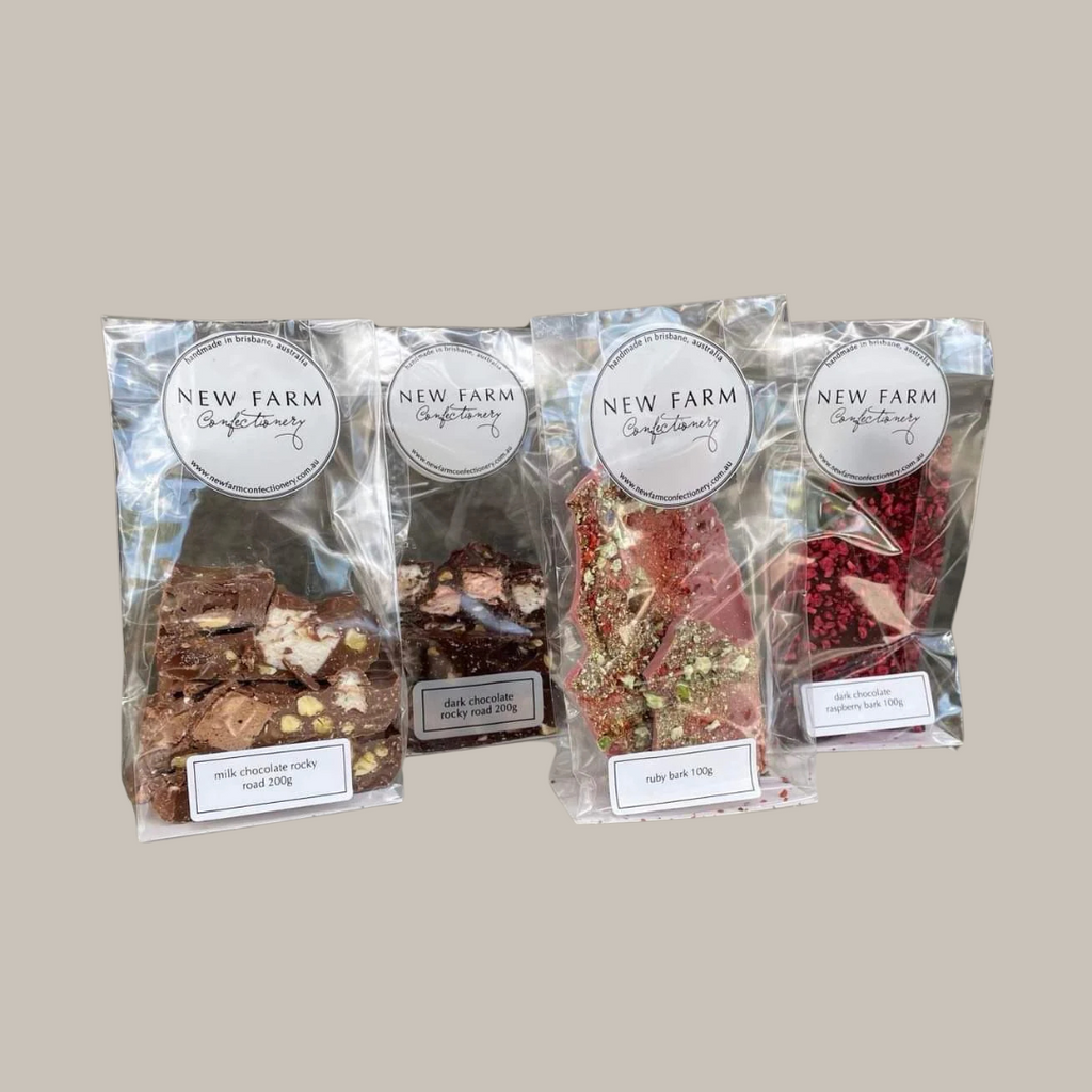Chocolate confectionery from New Farm Confectionery. Brisbane gift and flowers. Kenmore Village Florist.
